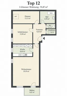 3-Zimmer-Wohnung kaufen in Salzburg-Umgebung – 91,87 m², € 364.000 – Bild 8 von 8