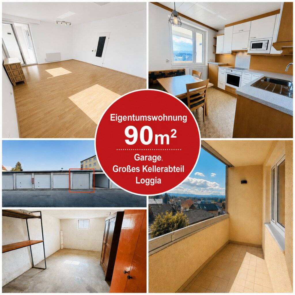 Zeltweg: Sonnendurchflutete 3-Zimmer-Wohnung mit Südloggia und herrlicher Aussicht + Garage - Ansicht 2