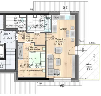 2-Zimmer-Wohnung kaufen in Wien – 51,76 m², € 340.000 – Bild 2 von 3