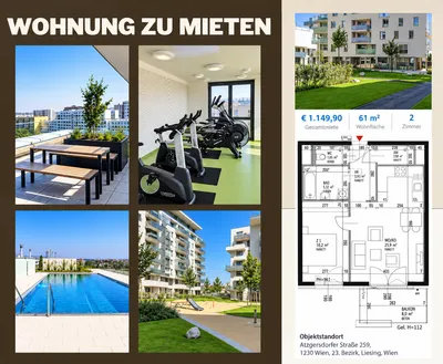 2-Zimmer-Wohnung mieten in Wien – 61 m², € 1.150 – Bild 6 von 7