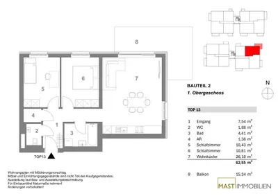 3-Zimmer-Wohnung kaufen in Korneuburg – 63,02 m², € 332.000 – Bild 22 von 22
