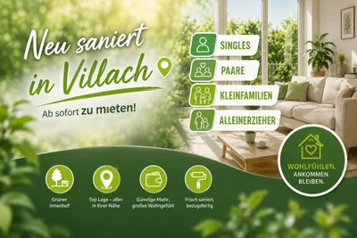3-Zimmer-Wohnung mieten in Villach – 69 m², € 570