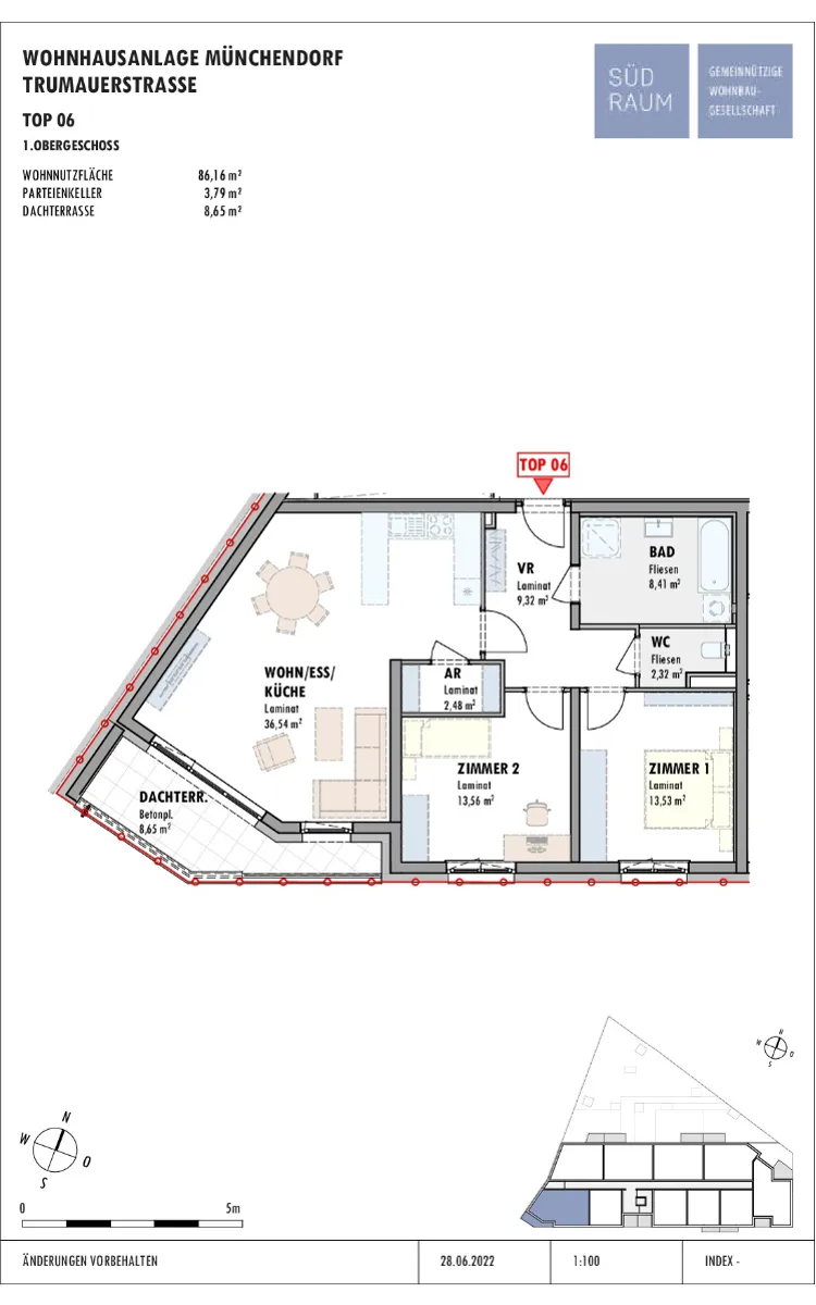 3-Zimmerwohnung im 1.Obergeschoß mit Dachterrasse - Ansicht 2