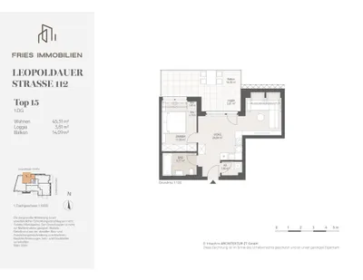 2-Zimmer-Wohnung mieten in Wien – 45,04 m², € 1.000 – Bild 6 von 6