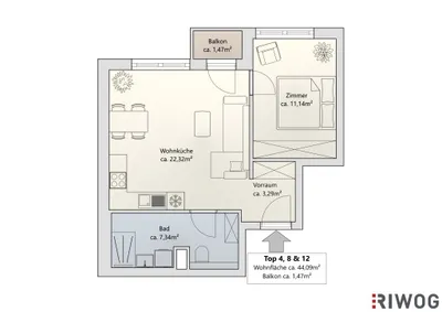 2-Zimmer-Wohnung kaufen in Wien – 44,09 m², € 266.000 – Bild 20 von 21
