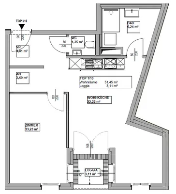 2-Zimmer-Wohnung mieten in Wien – 54,45 m², € 960 – Bild 2 von 12