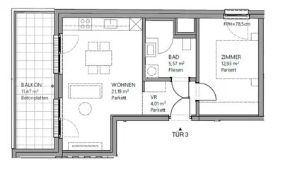 2-Zimmer-Wohnung mieten in Wien – 43,7 m², € 815 – Bild 11 von 13