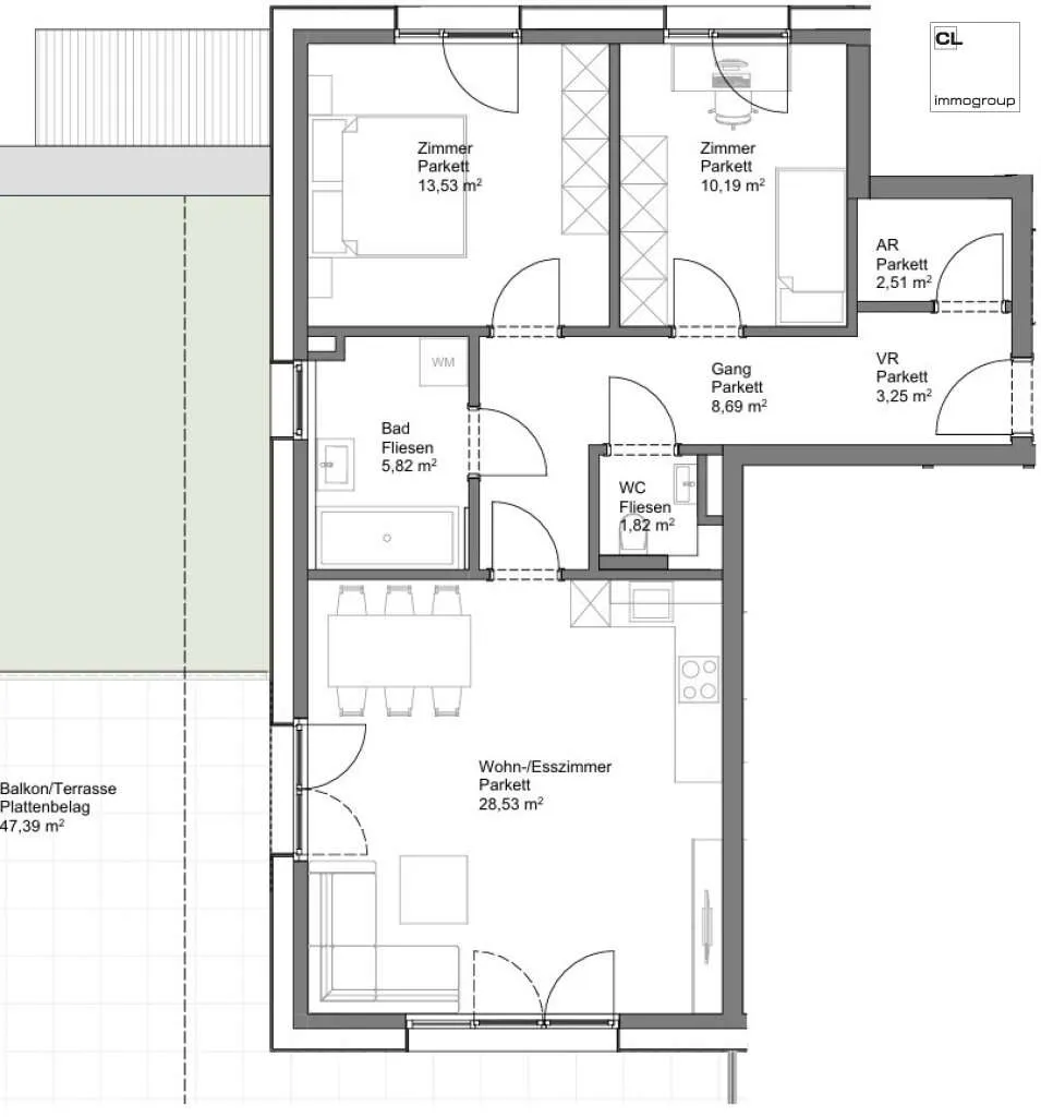 Stylische 3-Zimmer-Wohnung mit großem Balkon und urbanem Flair - Ansicht 3