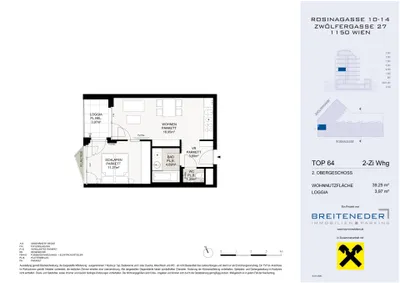 2-Zimmer-Wohnung kaufen in Wien – 38,71 m², € 307.000 – Bild 4 von 4