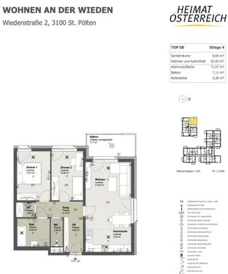 3-Zimmer-Wohnung mieten in Sankt Pölten – 71,57 m², € 905 – Bild 7 von 7