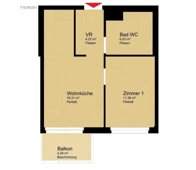 2-Zimmer-Wohnung mieten in Wien – 40 m², € 899 – Bild 9 von 9