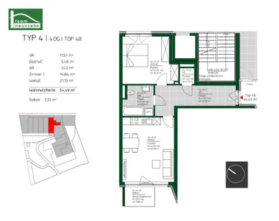 2-Zimmer-Wohnung mieten in Graz – 54,49 m², € 799 – Bild 22 von 22