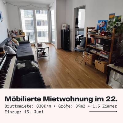 Möbilierte 1.5-Zimmer Neubauwohnung mit Balkon nahe Donau