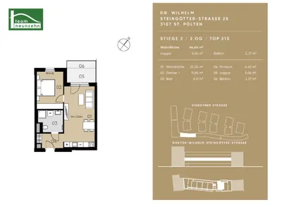 2-Zimmer-Wohnung mieten in Sankt Pölten – 44,64 m², € 749 – Bild 23 von 23