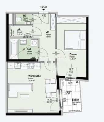 2-Zimmer-Wohnung kaufen in Wien – 53,92 m², € 353.300 – Bild 10 von 10
