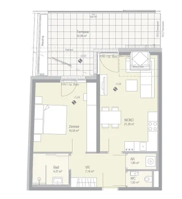2-Zimmer-Wohnung mieten in Wien – 52,84 m², € 1.140 – Bild 11 von 16