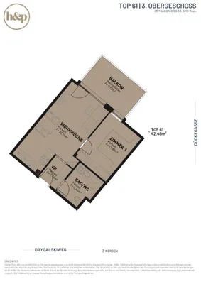 2-Zimmer-Wohnung kaufen in Wien – 42,48 m², € 349.500 – Bild 10 von 15