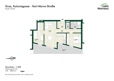 3-Zimmer-Wohnung mieten in Graz – 68,8 m², € 1.212 – Bild 5 von 5