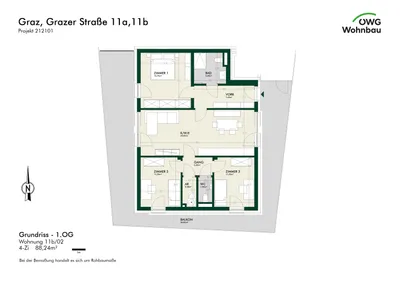 4-Zimmer-Wohnung mieten in Graz – 88 m², € 1.461 – Bild 6 von 6
