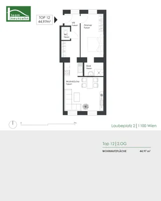 2-Zimmer-Wohnung kaufen in Wien – 44,97 m², € 225.000 – Bild 3 von 3