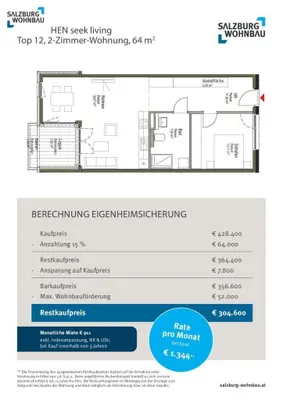 2-Zimmer-Wohnung mieten in Salzburg-Umgebung – 70 m², € 1.395 – Bild 9 von 10