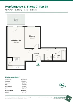 2-Zimmer-Wohnung mieten in Wien – 50 m², € 949 – Bild 23 von 23