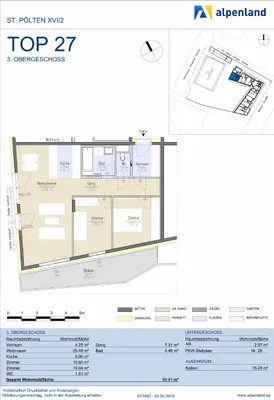 3-Zimmer-Wohnung mieten in Sankt Pölten – 68,55 m², € 840 – Bild 7 von 7