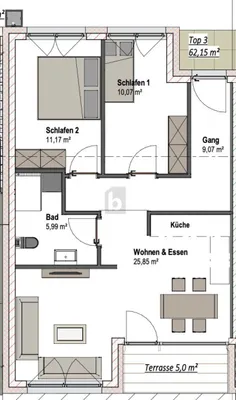 3-Zimmer-Wohnung kaufen in Dornbirn – 61 m², € 420.000 – Bild 3 von 6