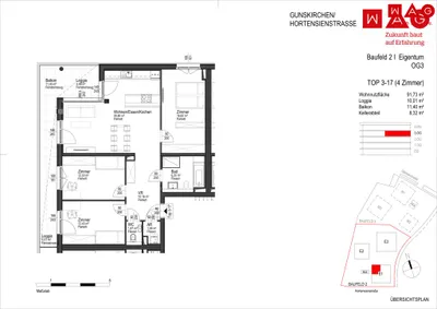 4-Zimmer-Wohnung kaufen in Wels-Land – 91,73 m², € 407.900 – Bild 5 von 6