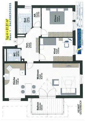 3-Zimmer-Wohnung mieten in Hallein – 81,81 m², € 1.133 – Bild 3 von 3