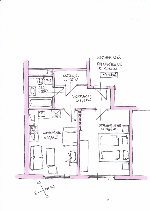 Меблированная 2-комнатная квартира, 42 м², Оттакринг, Оттакринг