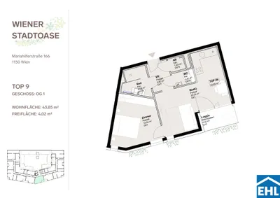 2-Zimmer-Wohnung mieten in Wien – 43,85 m², € 1.040 – Bild 13 von 13