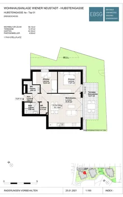 3-Zimmer-Wohnung mieten in Wiener Neustadt – 59,13 m², € 806 – Bild 2 von 2