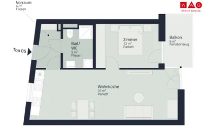 3-Zimmer-Wohnung mieten in Graz – 51 m², € 876 – Bild 2 von 2
