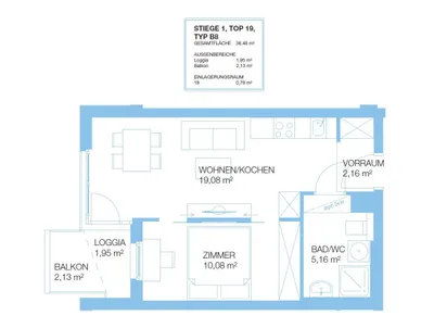 1-Zimmer-Wohnung mieten in Wien – 36,48 m², € 779 – Bild 8 von 10