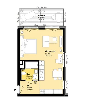 1-Zimmer-Wohnung mieten in Wien – 41,07 m², € 899 – Bild 8 von 8