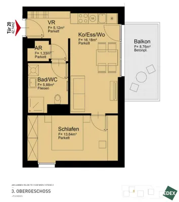 2-Zimmer-Wohnung mieten in Wien – 44,5 m², € 949 – Bild 15 von 15