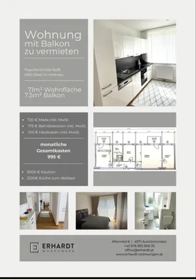 3-Zimmer-Wohnung mieten in Ried im Innkreis – 71 m², € 995 – Bild 1 von 6