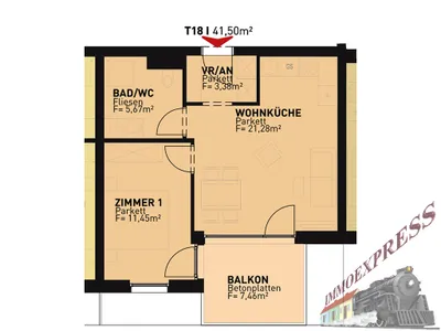 2-Zimmer-Wohnung mieten in Wien – 41,5 m², € 969 – Bild 10 von 11