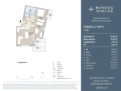3-Zimmer-Wohnung mieten in Wiener Neustadt – 74,5 m², € 1.855 – Bild 22 von 22