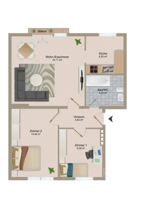 3-Zimmer-Wohnung kaufen in Klagenfurt – 62,03 m², € 198.900 – Bild 7 von 7