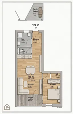 2-Zimmer-Wohnung mieten in Linz – 51,82 m², € 788 – Bild 7 von 7