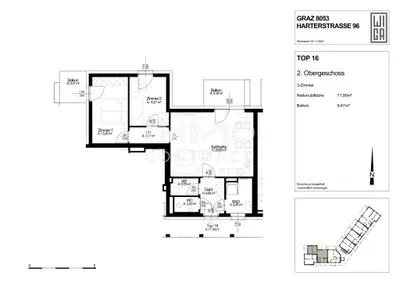 3-Zimmer-Wohnung mieten in Graz – 71 m², € 959 – Bild 11 von 11
