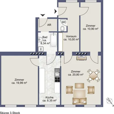 3-Zimmer-Wohnung kaufen in Wien – 80 m², € 248.000 – Bild 8 von 9