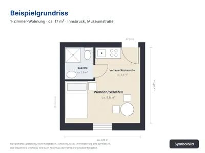 1-Zimmer-Wohnung kaufen in Innsbruck – 17 m², € 115.000 – Bild 2 von 2