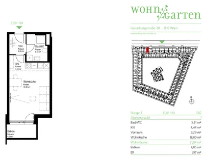 1-Zimmer-Wohnung mieten in Wien – 31,84 m², € 659 – Bild 7 von 8
