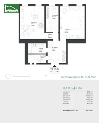 3-Zimmer-Wohnung kaufen in Wien – 67,33 m², € 285.000 – Bild 13 von 13