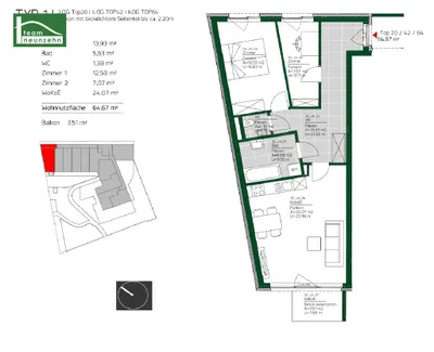2-Zimmer-Wohnung mieten in Graz – 64,5 m², € 799 – Bild 21 von 21