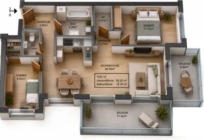 3-Zimmer-Wohnung kaufen in Wien – 69,22 m², € 372.000 – Bild 9 von 11