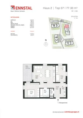 3-Zimmer-Wohnung mieten in Deutschlandsberg – 82,81 m², € 934 – Bild 2 von 2